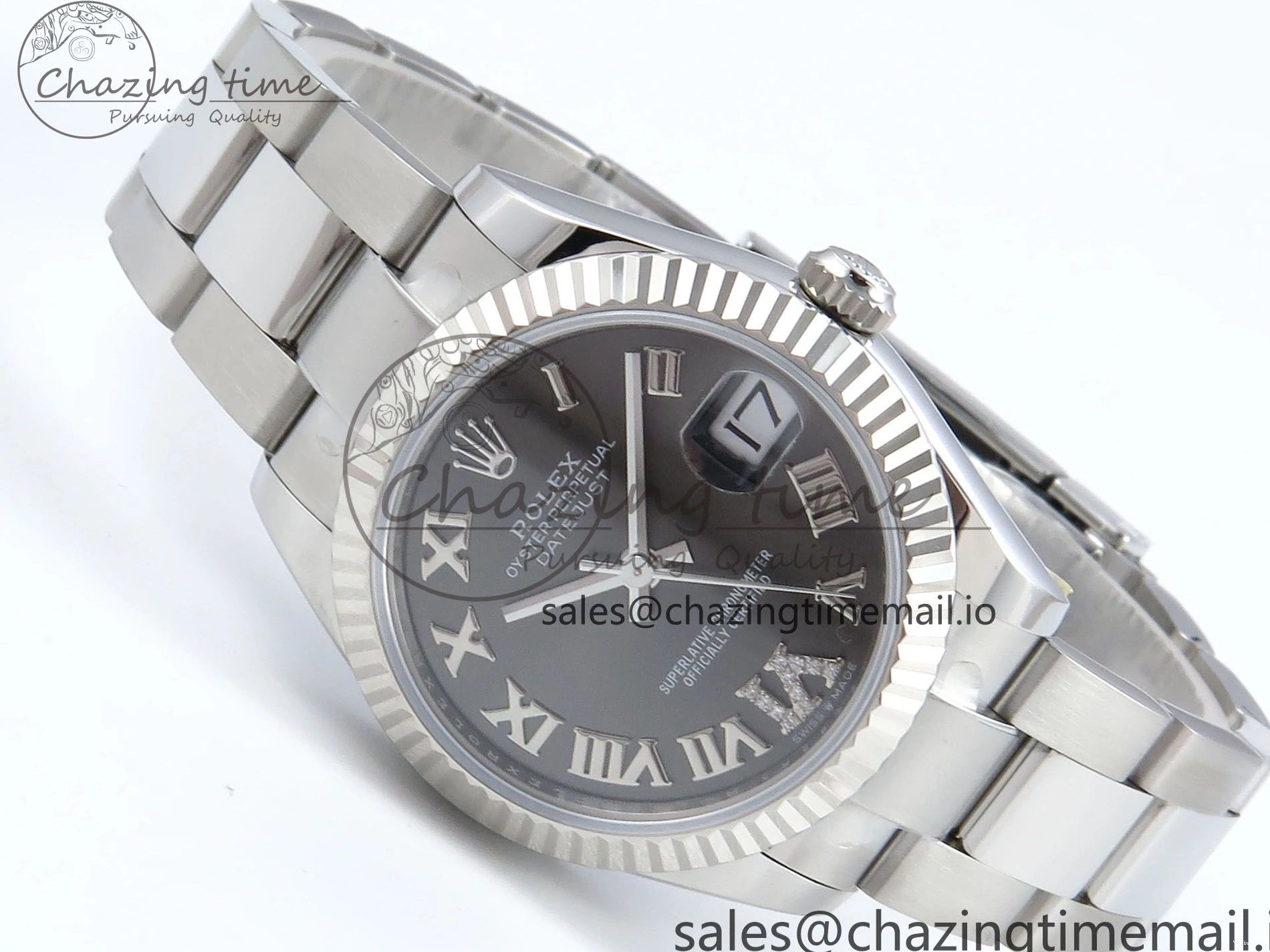 Steel Best 1:1 Diamonds Roman on Dial Bracelet ETA DateJust 904L 2688 Edition ARF Oyster 278274 SS 31 Gray 0308